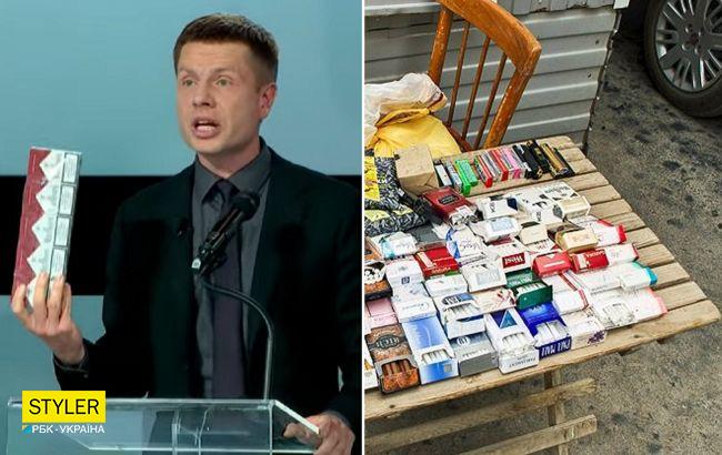 Гончаренко в прямому ефірі подарував нардепам контрабандні сигарети: "купив за смішною ціною"