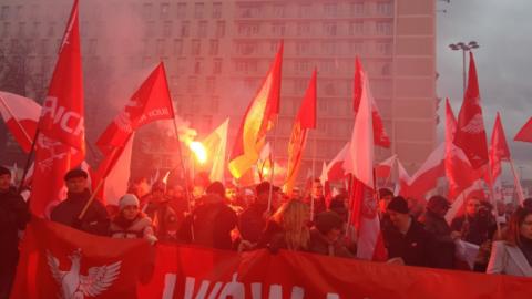 Марш националистов в Польше: появились снимки с баннером о Львове