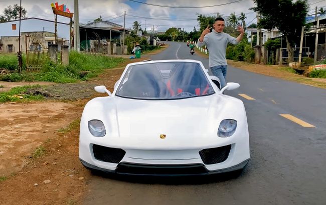 Из пластика и палок: вьетнамец построил копию суперкара Porsche из канализационных труб