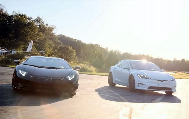Найпотужніша Tesla Model S кинула виклик екстремальній версії суперкара Lamborghini Aventador