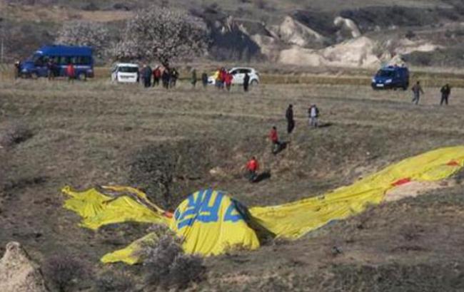 Появилось первое видео с места крушения воздушного шара в Турции