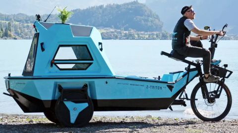Кемпер и лодка: представлен электрический велосипед-амфибия для активного отдыха